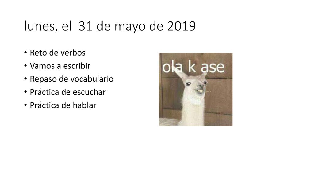 lunes, el 31 de mayo de 2019 Reto de verbos Vamos a escribir