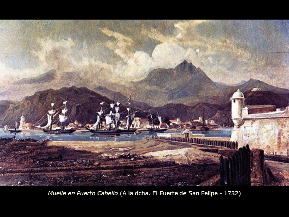 Muelle en Puerto Cabello (A la dcha. El Fuerte de San Felipe )