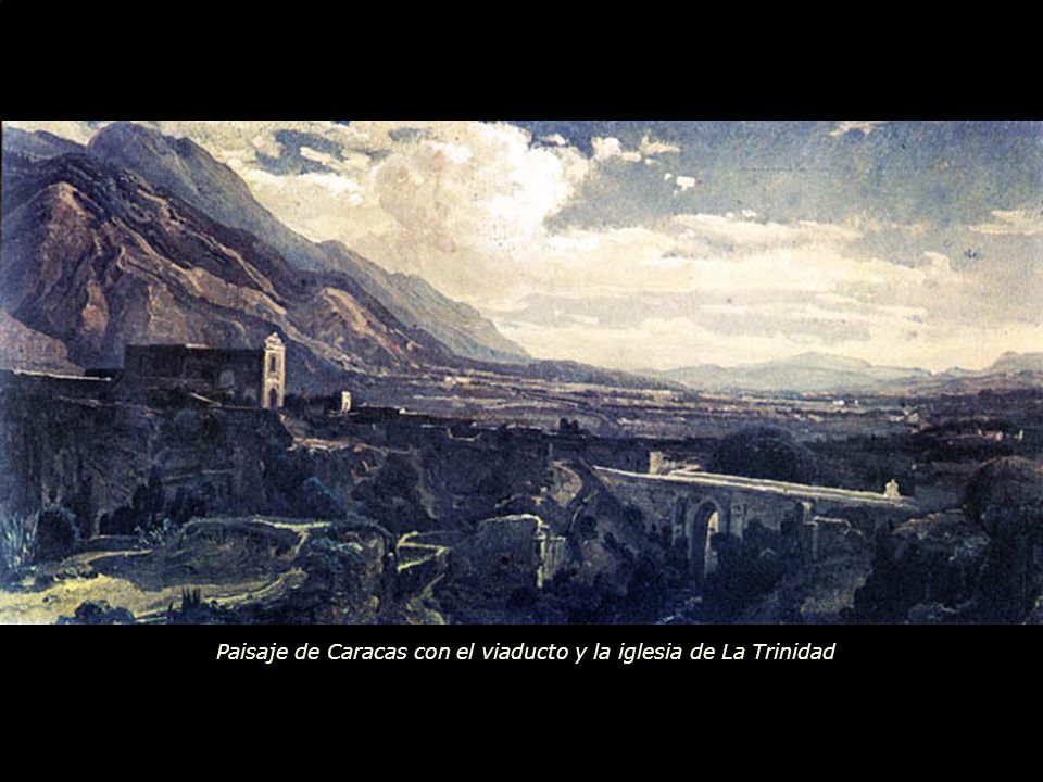 Paisaje de Caracas con el viaducto y la iglesia de La Trinidad