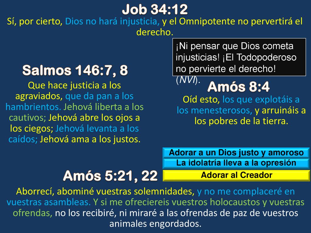 Adorar a un Dios justo y amoroso La idolatría lleva a la opresión
