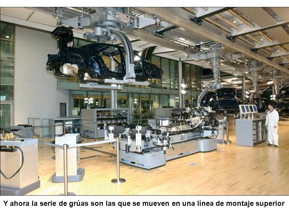 Y ahora la serie de grúas son las que se mueven en una línea de montaje superior