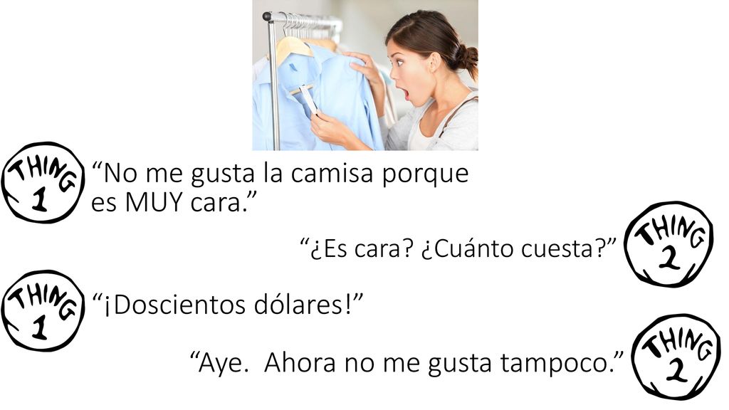 No me gusta la camisa porque es MUY cara.