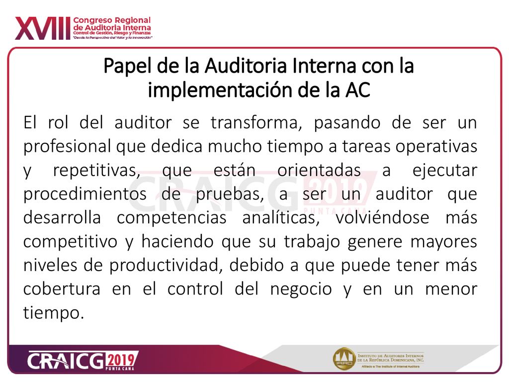 Papel de la Auditoria Interna con la implementación de la AC