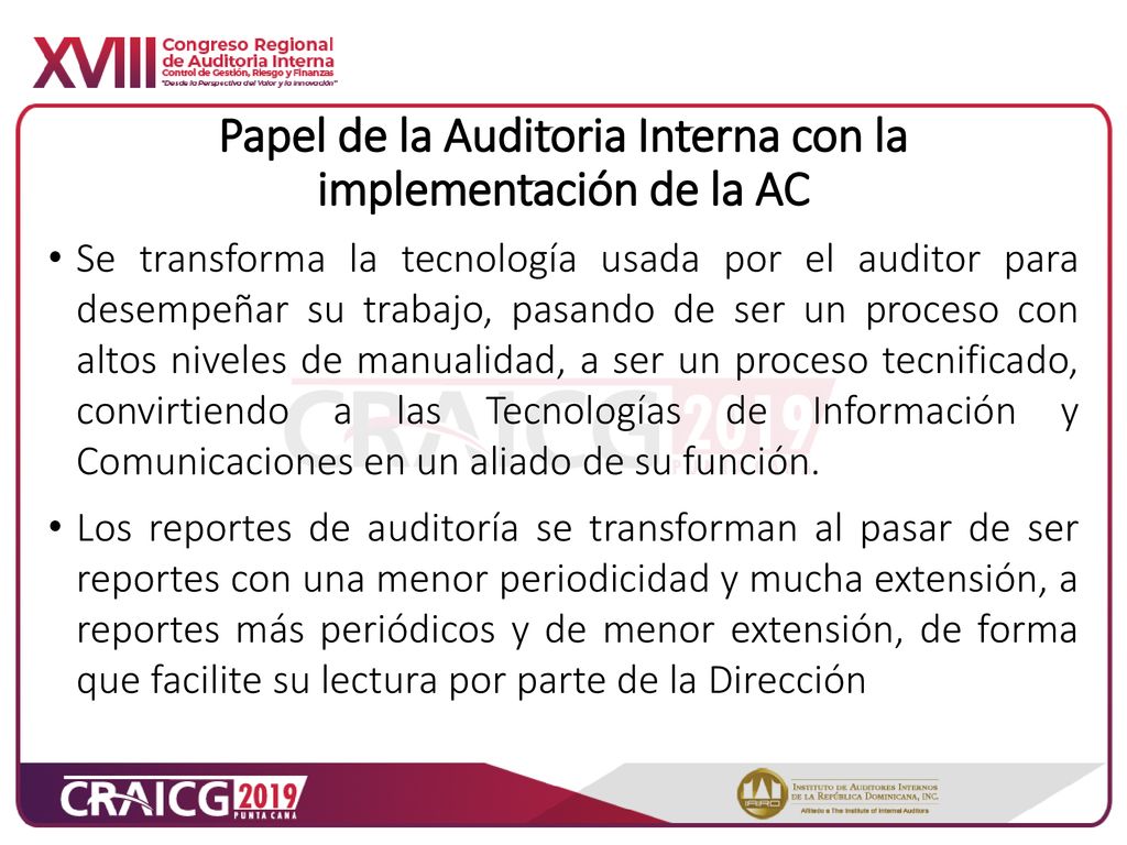 Papel de la Auditoria Interna con la implementación de la AC