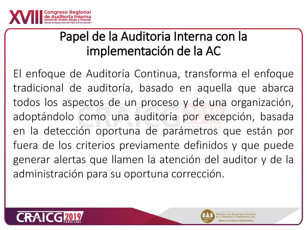 Papel de la Auditoria Interna con la implementación de la AC