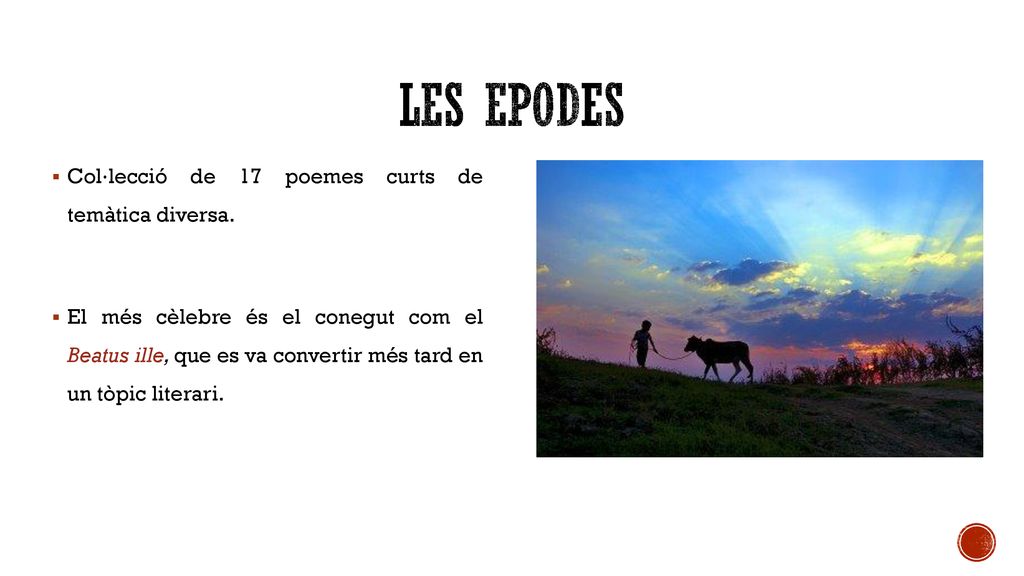 Les epodes Col·lecció de 17 poemes curts de temàtica diversa.