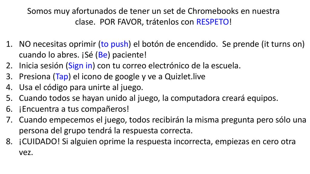 Somos muy afortunados de tener un set de Chromebooks en nuestra clase