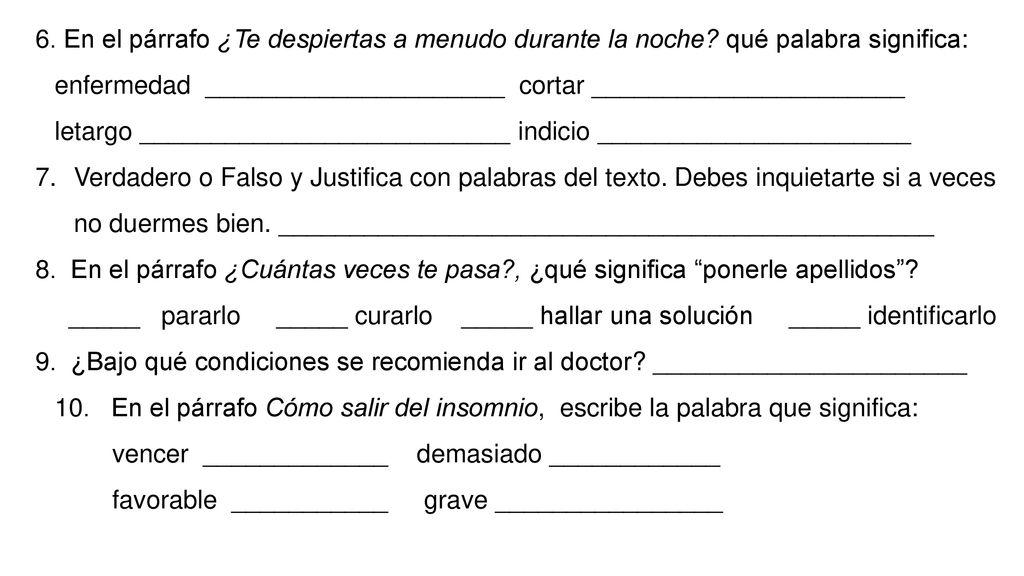 6. En el párrafo ¿Te despiertas a menudo durante la noche