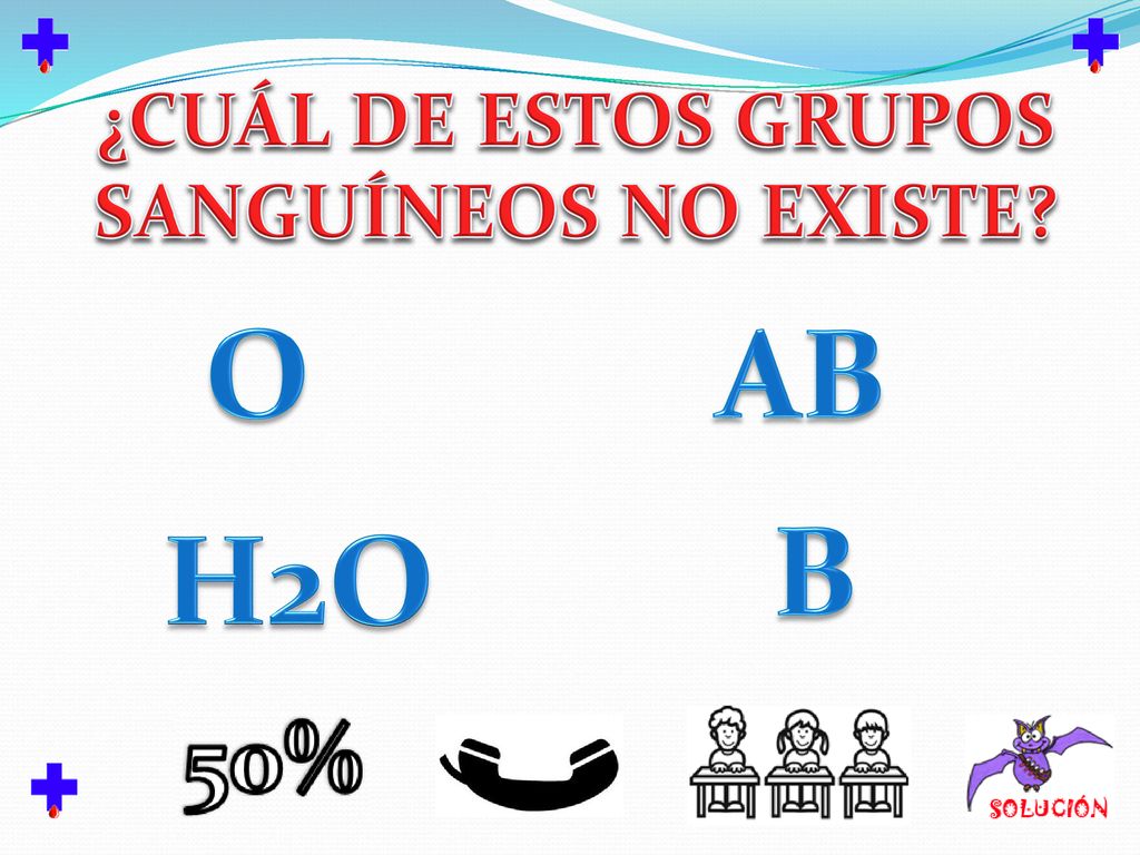 ¿CUÁL DE ESTOS GRUPOS SANGUÍNEOS NO EXISTE O AB B H2O