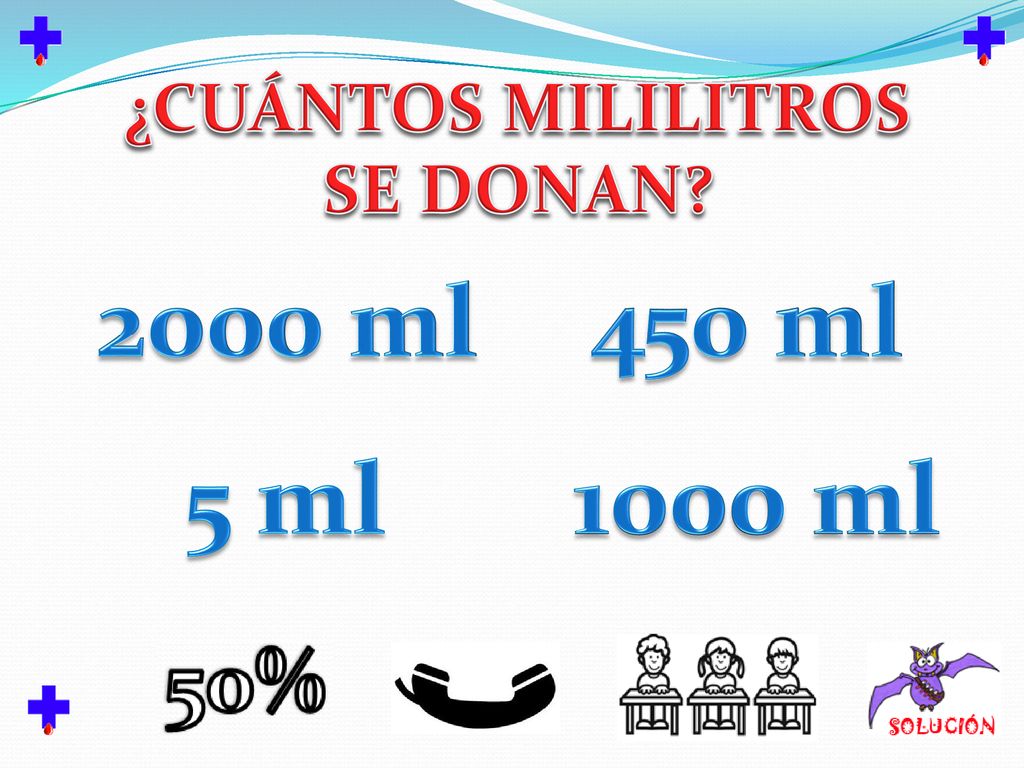 ¿CUÁNTOS MILILITROS SE DONAN 2000 ml 450 ml 5 ml 1000 ml