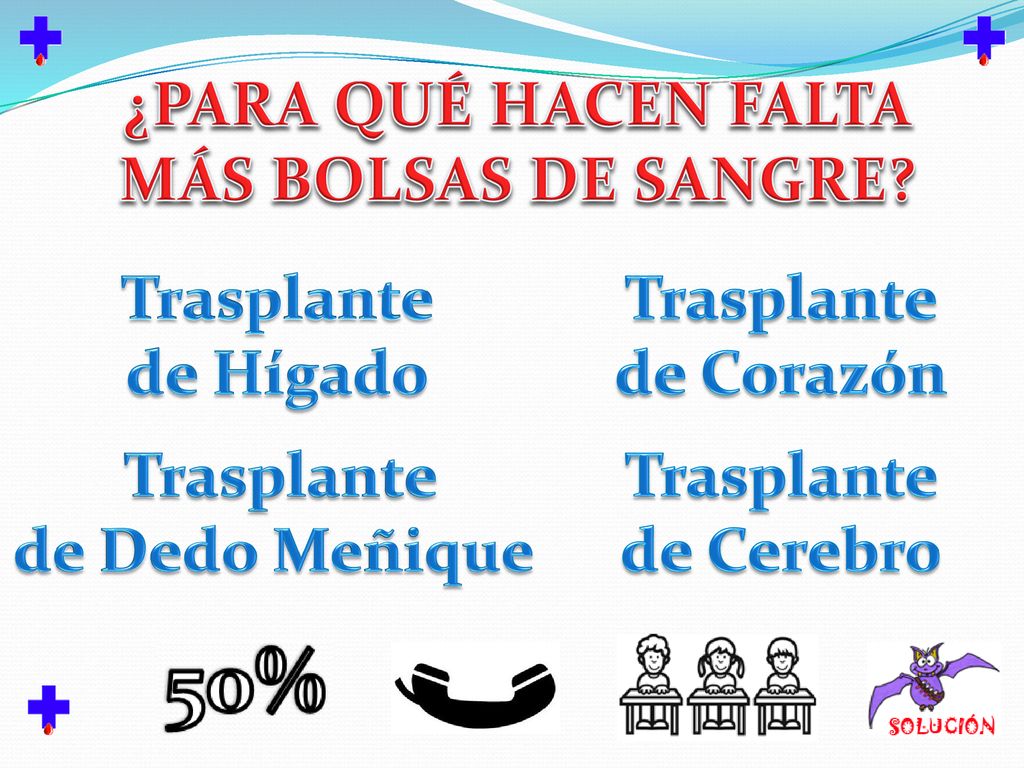 ¿PARA QUÉ HACEN FALTA MÁS BOLSAS DE SANGRE Trasplante. de Hígado. Trasplante. de Corazón. Trasplante.