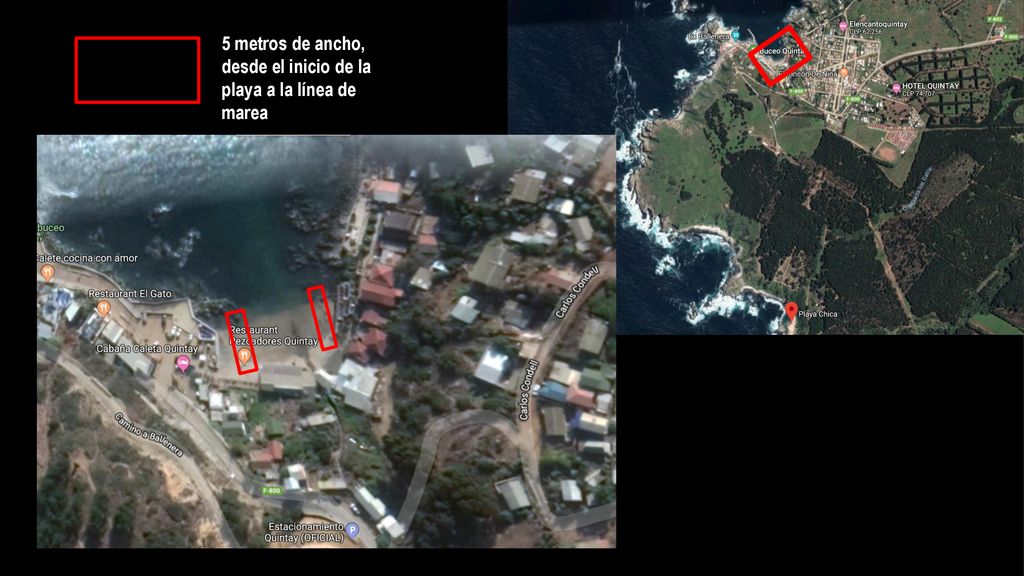 5 metros de ancho, desde el inicio de la playa a la línea de marea