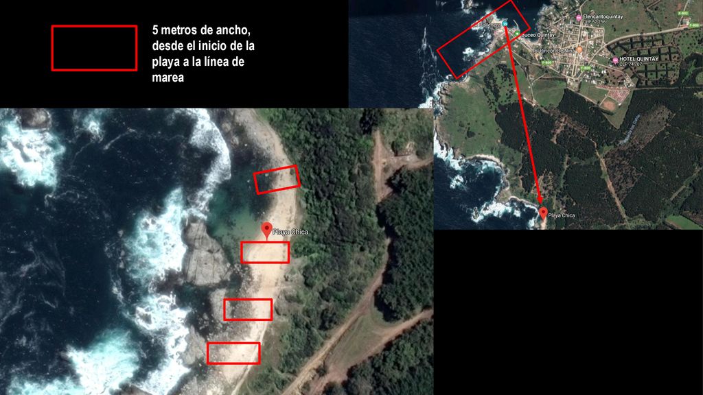 5 metros de ancho, desde el inicio de la playa a la línea de marea