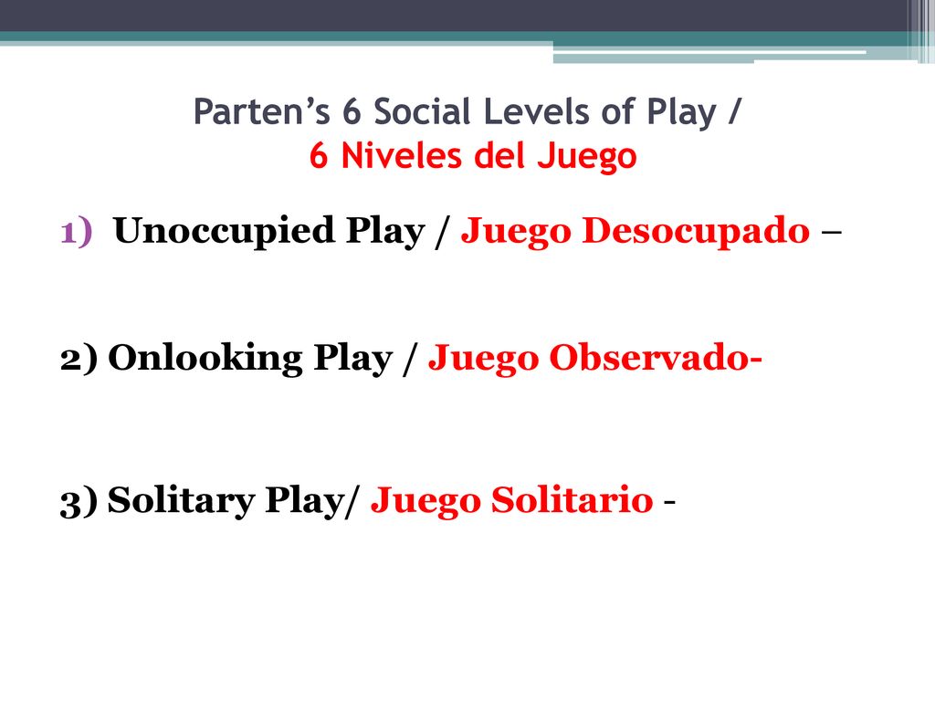 Parten’s 6 Social Levels of Play / 6 Niveles del Juego