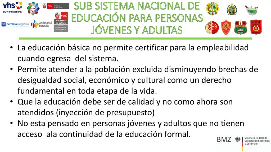 SUB SISTEMA NACIONAL DE EDUCACIÓN PARA PERSONAS JÓVENES Y ADULTAS