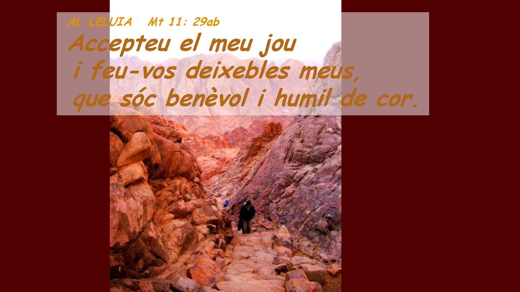 i feu-vos deixebles meus, que sóc benèvol i humil de cor.