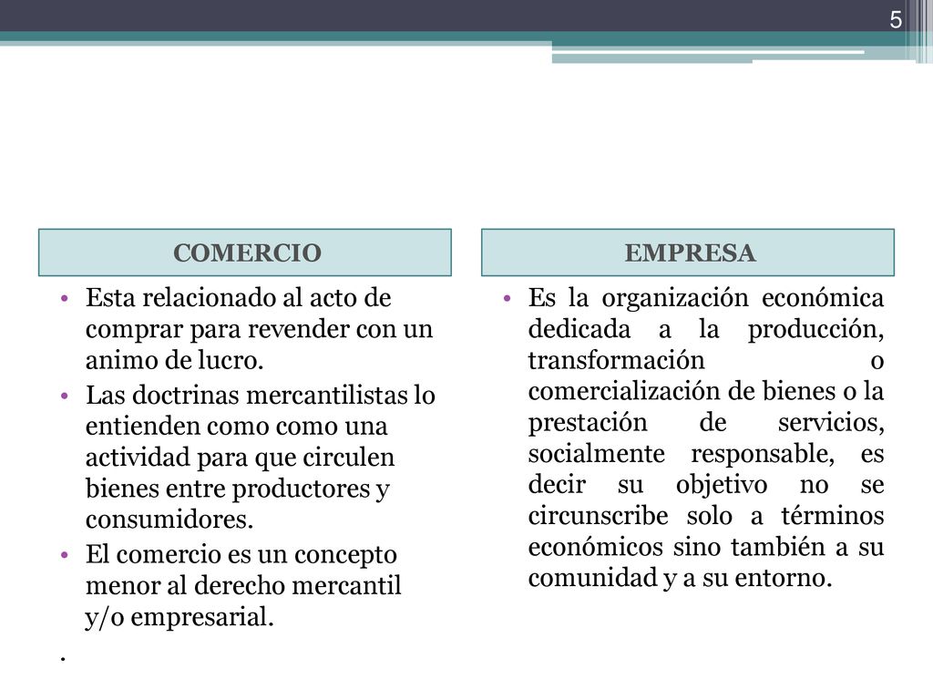 El comercio es un concepto menor al derecho mercantil y/o empresarial.
