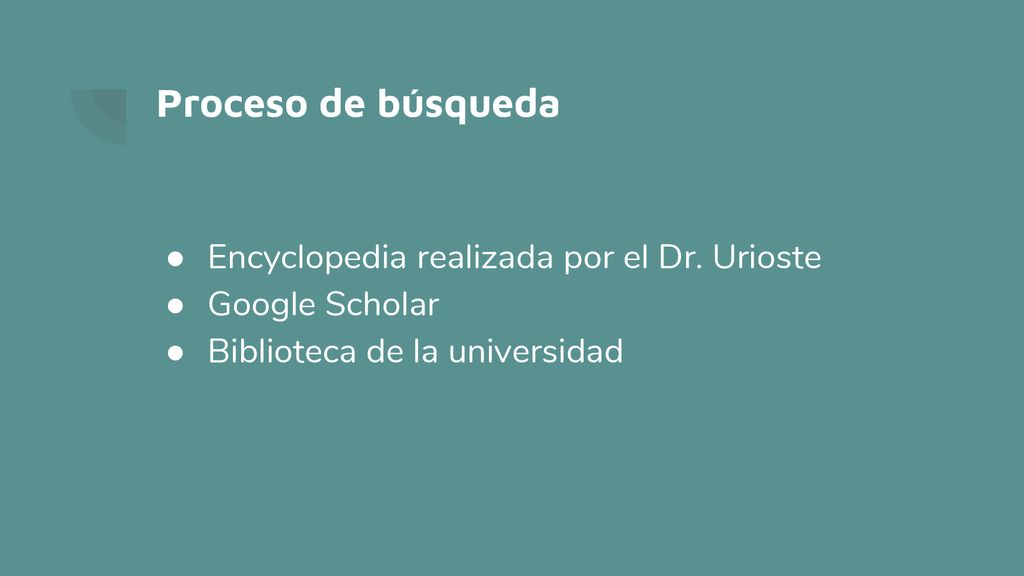 Proceso de búsqueda Encyclopedia realizada por el Dr. Urioste