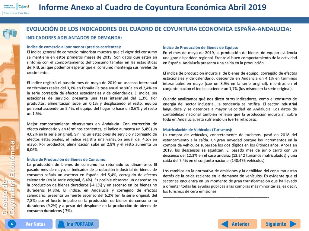 Informe Anexo al Cuadro de Coyuntura Económica Abril 2019