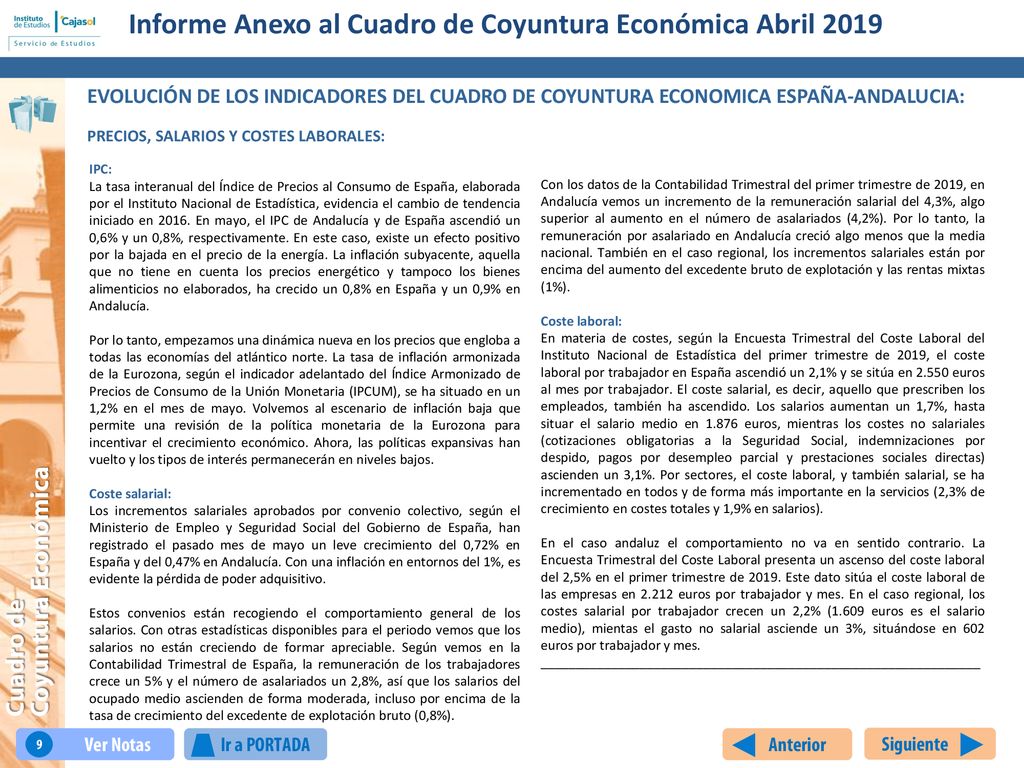 Informe Anexo al Cuadro de Coyuntura Económica Abril 2019