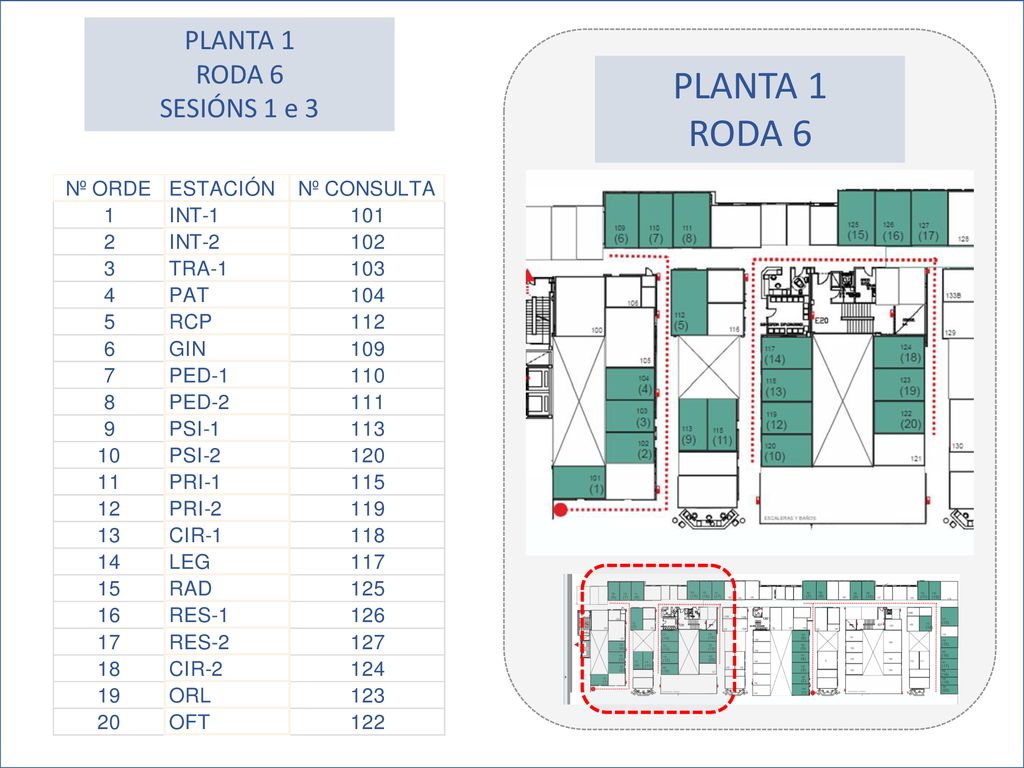 PLANTA 1 RODA 6 SESIÓNS 1 e 3 PLANTA -1 RUEDA 1 PLANTA 1 RODA 6