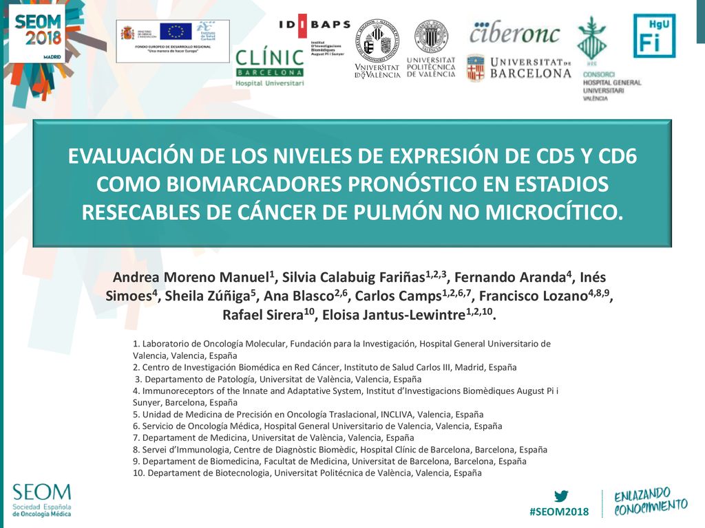 EVALUACIÓN DE LOS NIVELES DE EXPRESIÓN DE CD5 Y CD6 COMO BIOMARCADORES PRONÓSTICO EN ESTADIOS RESECABLES DE CÁNCER DE PULMÓN NO MICROCÍTICO.
