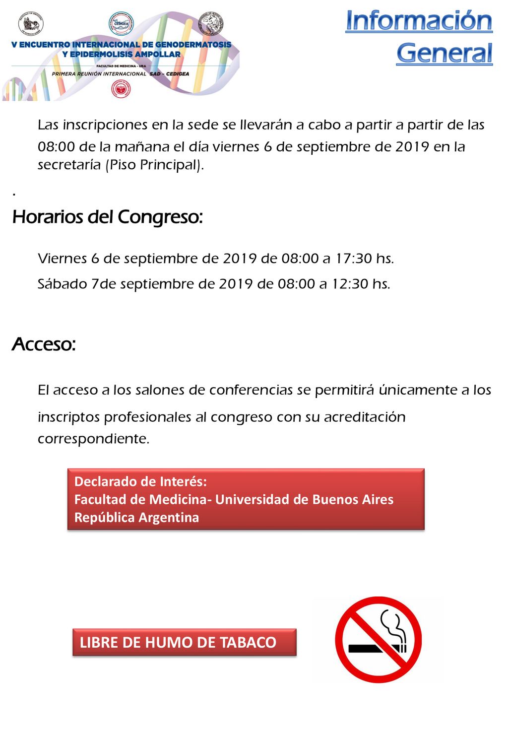 Viernes 6 de septiembre de 2019 de 08:00 a 17:30 hs.