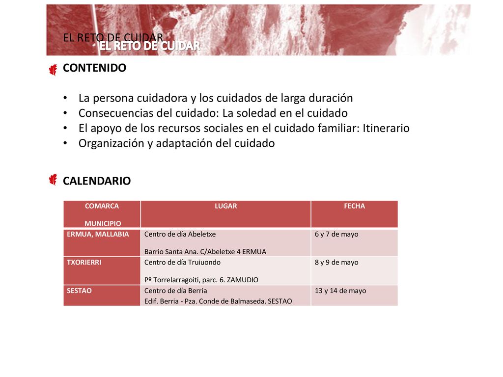 La persona cuidadora y los cuidados de larga duración