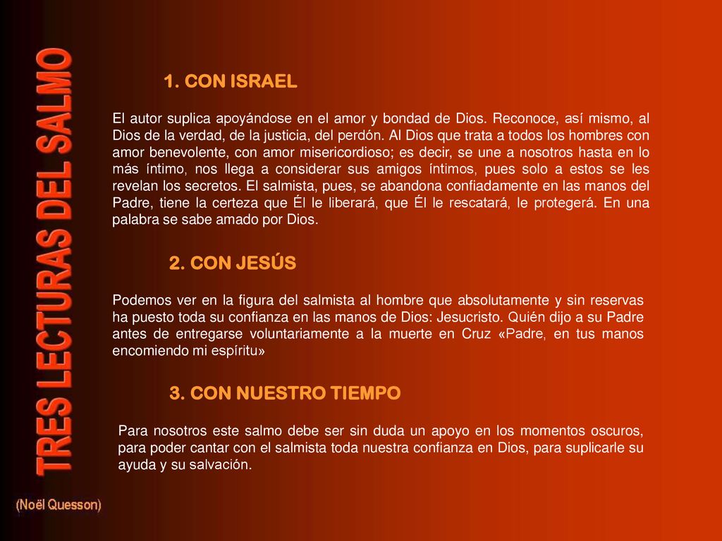 1. CON ISRAEL 2. CON JESÚS 3. CON NUESTRO TIEMPO