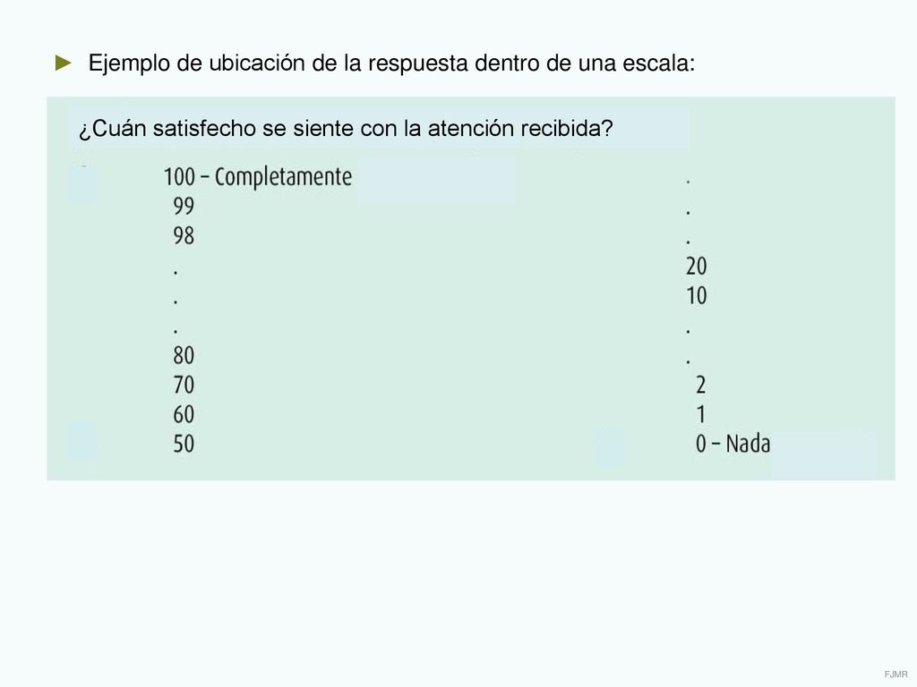 ► Ejemplo de ubicación de la respuesta dentro de una escala: