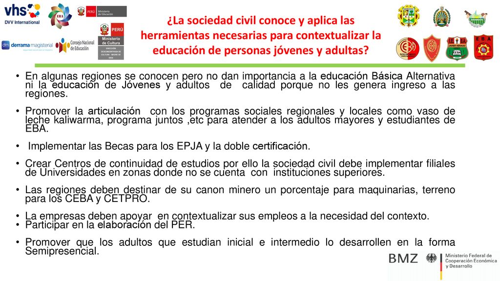 ¿La sociedad civil conoce y aplica las herramientas necesarias para contextualizar la educación de personas jóvenes y adultas