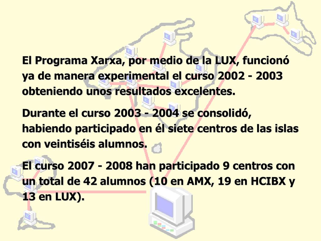 El Programa Xarxa, por medio de la LUX, funcionó ya de manera experimental el curso obteniendo unos resultados excelentes.
