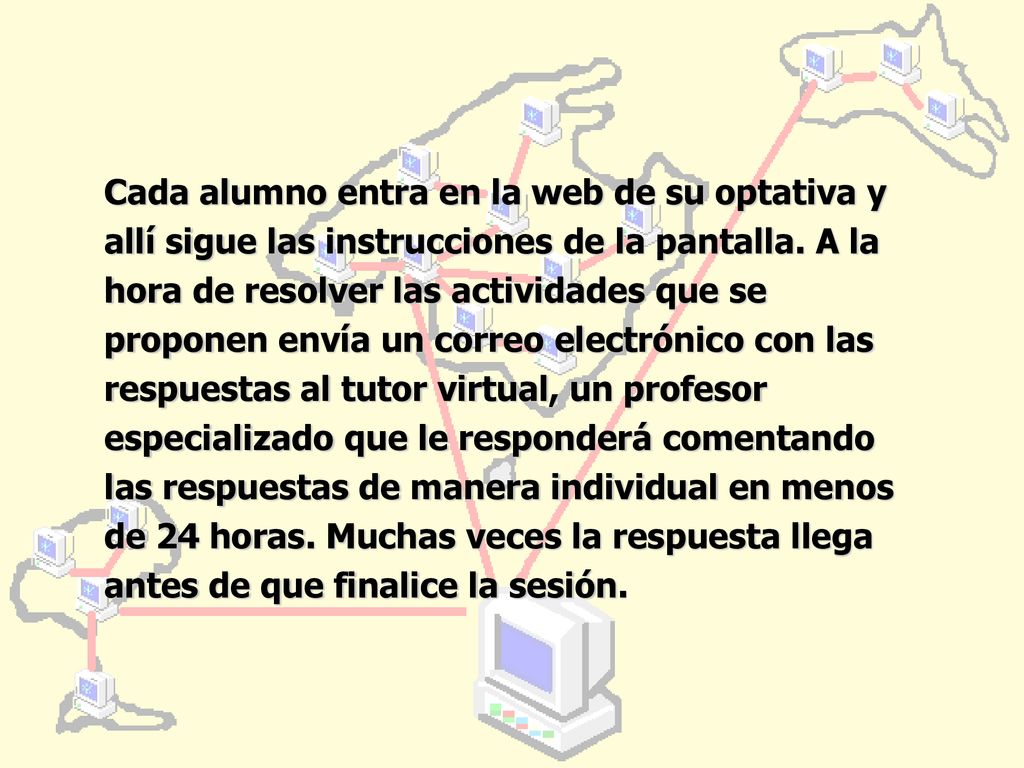 Cada alumno entra en la web de su optativa y allí sigue las instrucciones de la pantalla.