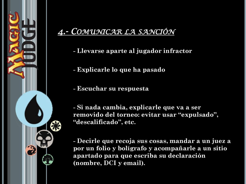 4.- Comunicar la sanción - Llevarse aparte al jugador infractor