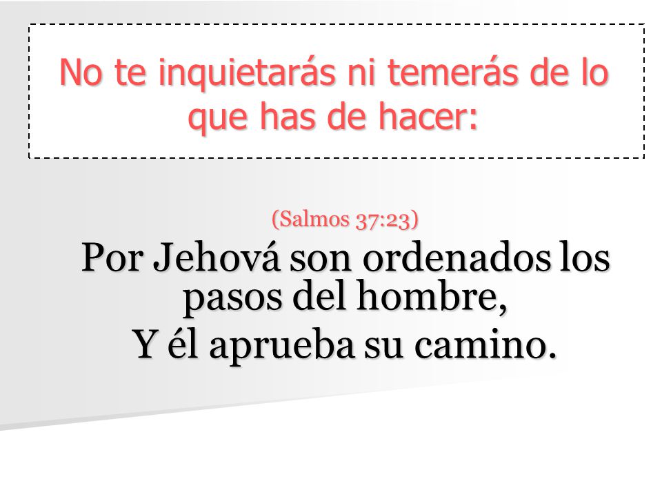 Por Jehová son ordenados los pasos del hombre, Y él aprueba su camino.
