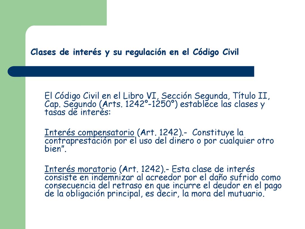 Clases de interés y su regulación en el Código Civil