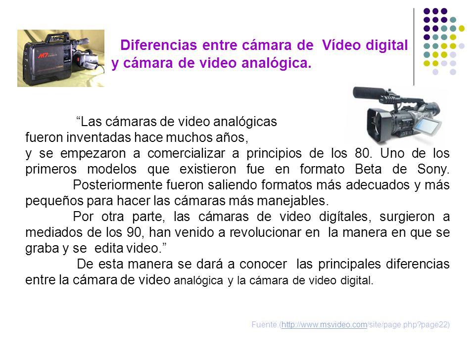 Diferencias entre cámara análoga y digital. Video Protección de México