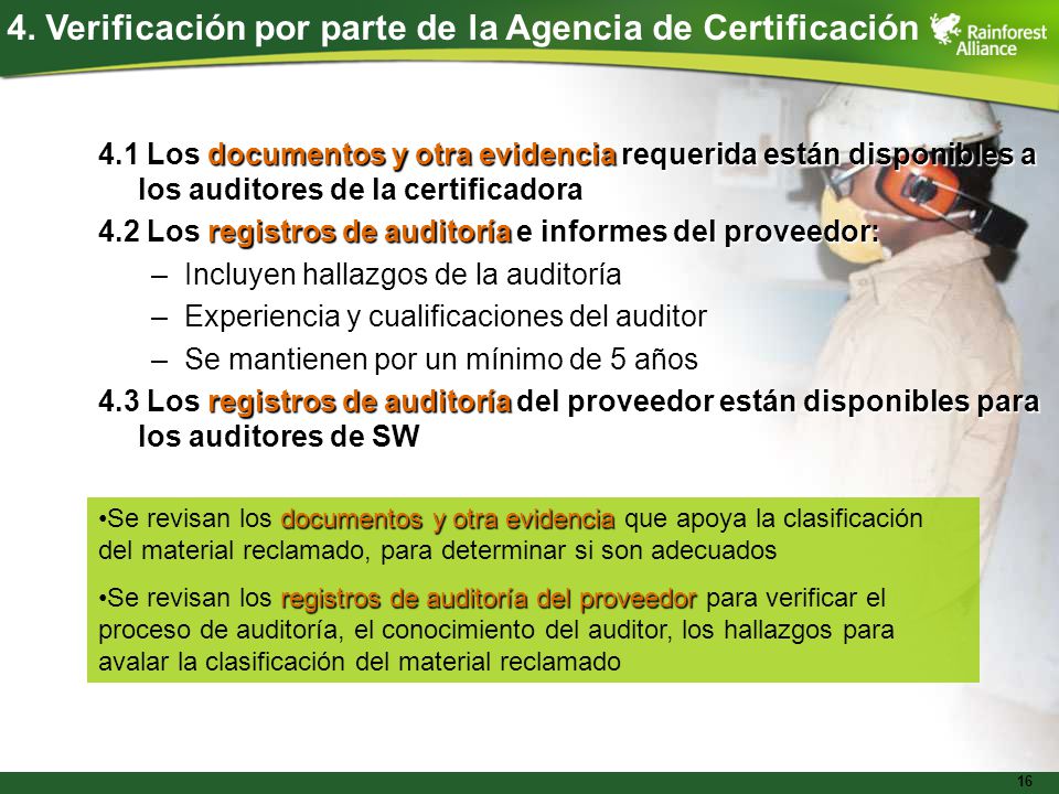 4. Verificación por parte de la Agencia de Certificación