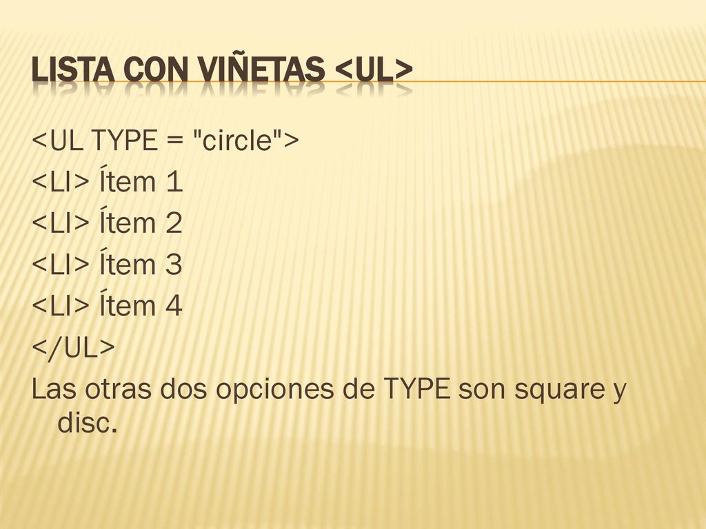 LISTA CON VIÑETAS <UL>