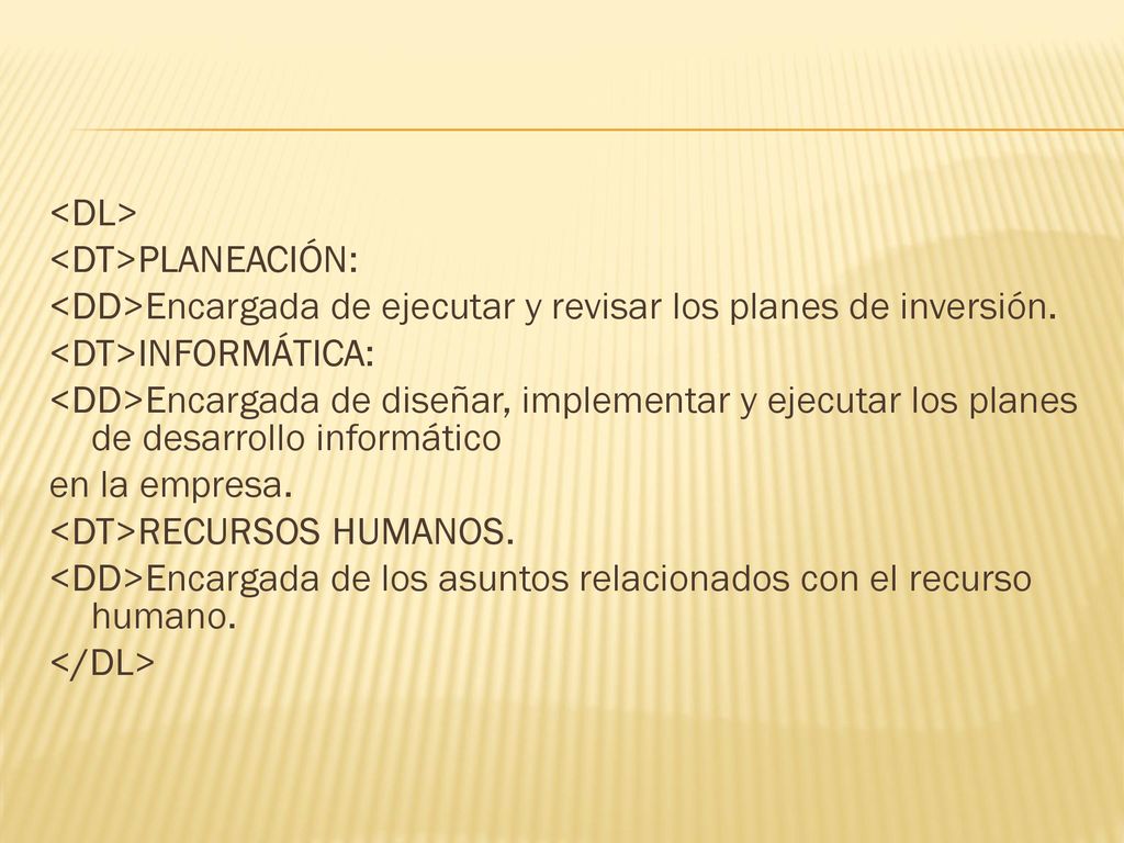 <DL> <DT>PLANEACIÓN: <DD>Encargada de ejecutar y revisar los planes de inversión.