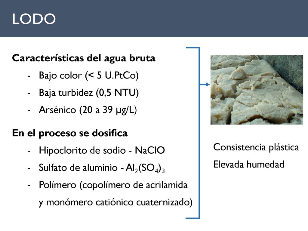 LODO Características del agua bruta Bajo color (< 5 U.PtCo)