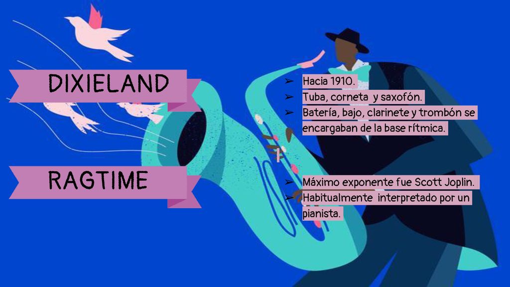DIXIELAND RAGTIME Hacia Tuba, corneta y saxofón.