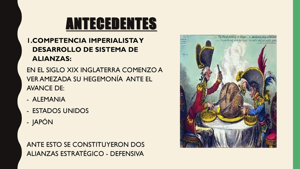 ANTECEDENTES COMPETENCIA IMPERIALISTA Y DESARROLLO DE SISTEMA DE ALIANZAS: