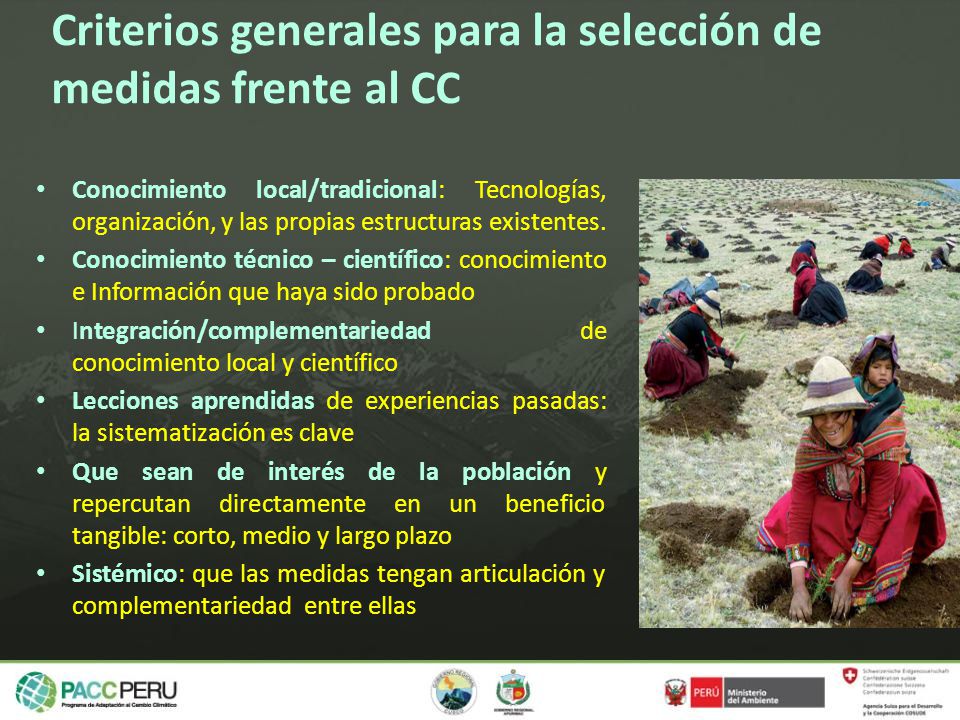 Criterios generales para la selección de medidas frente al CC