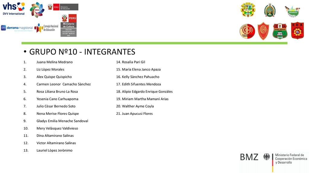 GRUPO Nº10 - INTEGRANTES Juana Melina Medrano 14. Rosalìa Pari Gil