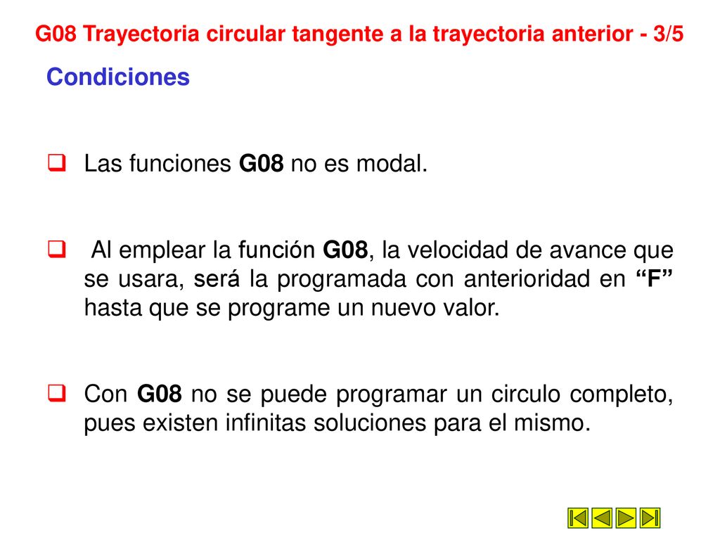 G08 Trayectoria circular tangente a la trayectoria anterior - 3/5