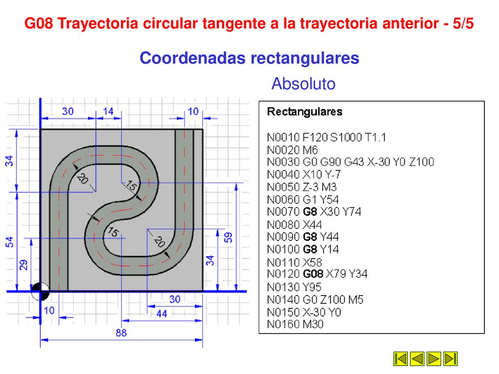 G08 Trayectoria circular tangente a la trayectoria anterior - 5/5