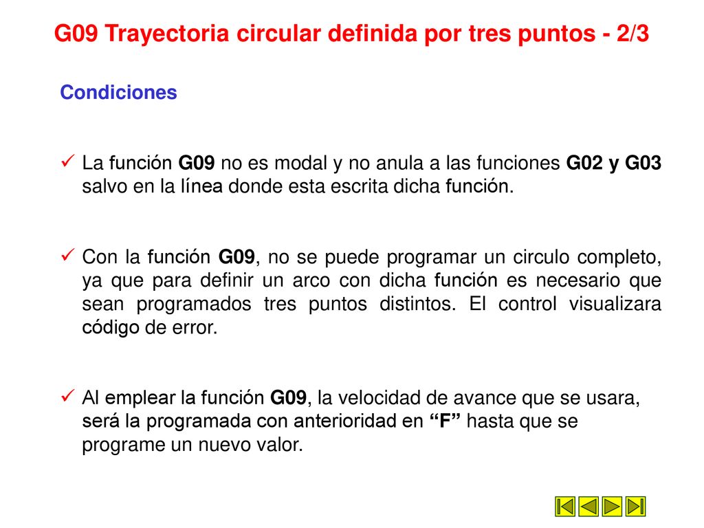 G09 Trayectoria circular definida por tres puntos - 2/3