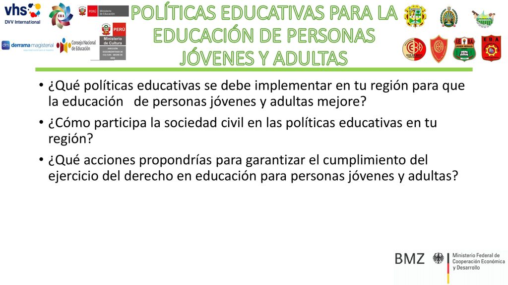 POLÍTICAS EDUCATIVAS PARA LA EDUCACIÓN DE PERSONAS JÓVENES Y ADULTAS