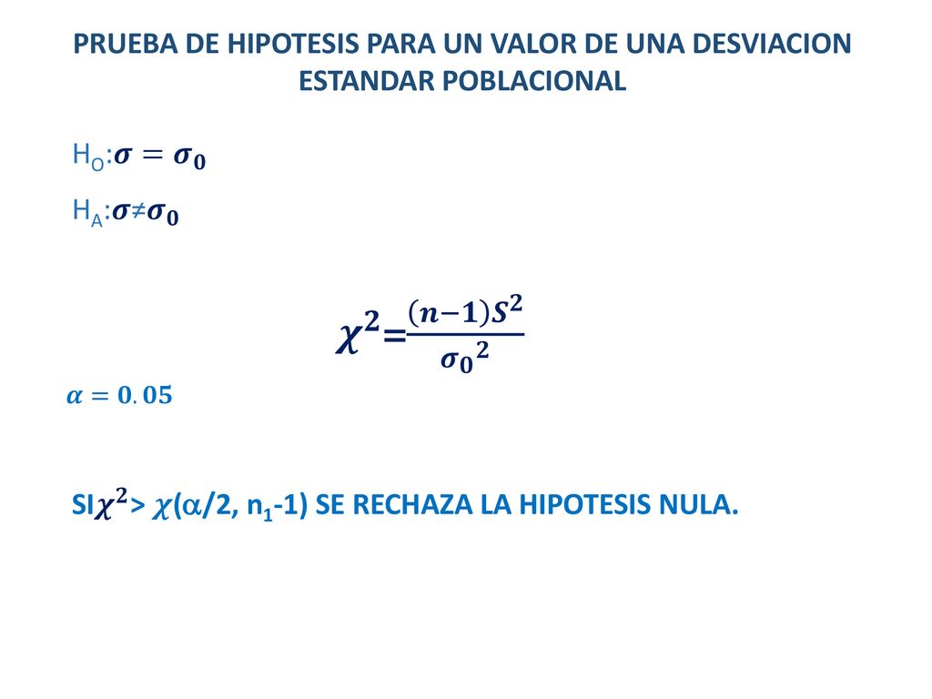 PRUEBA DE HIPOTESIS PARA UN VALOR DE UNA DESVIACION ESTANDAR POBLACIONAL